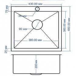 Мойка врезная 43x48 Нормал Графит AMALET