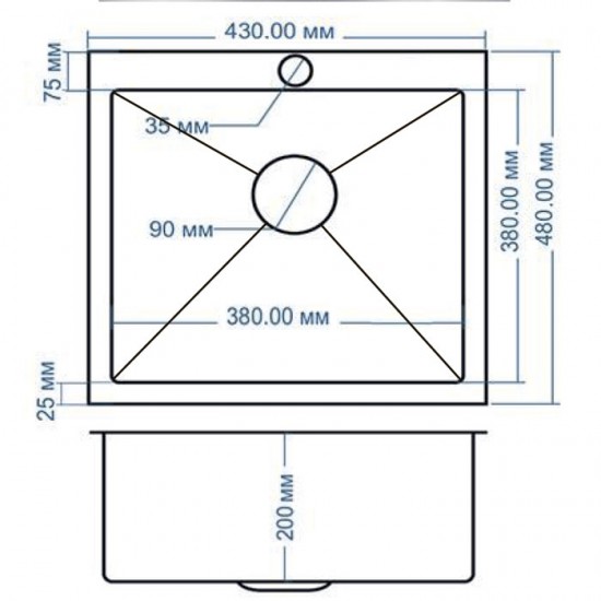 Мойка врезная 43x48 Нормал Графит AMALET