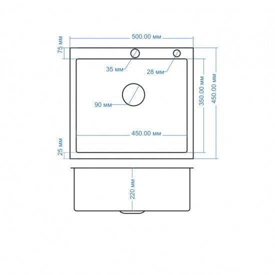 Мойка врезная 50x45 Standart Золото AMALET Мойка врезная 50x45 Standart Золото AMALET