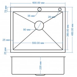 Мойка врезная 60x48 Стандарт Золото AMALET