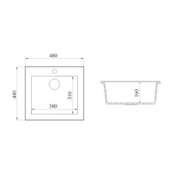 Мойка FG 48-44, кварц, 474*432*162мм