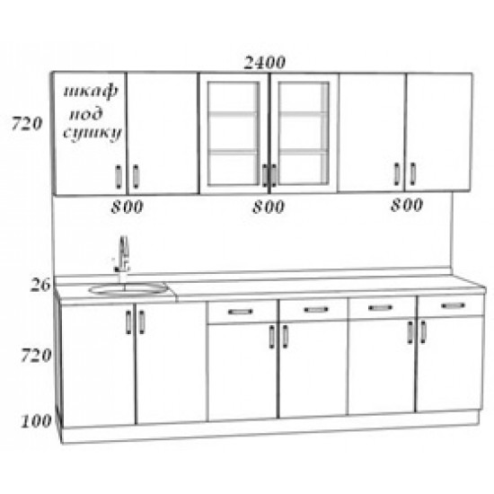 Кухонный комплект №13 с фасадами МДФ в пленке ПВХ
